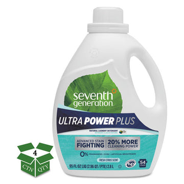 Seventh Generation® Natural Liquid Laundry Detergent, Ultra Power Plus, Fresh, 54 Loads, 95 Oz, 4-ct freeshipping - TVN Wholesale